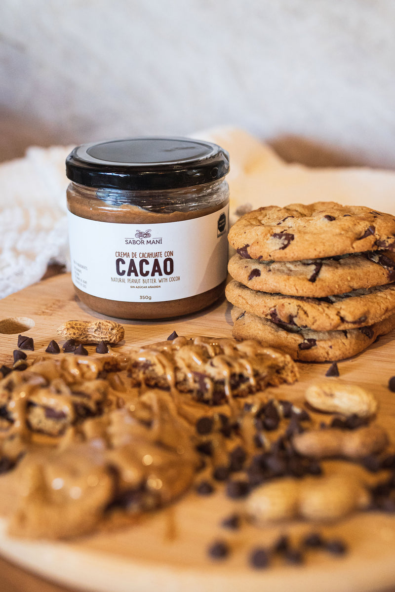 Sabor Maní Crema de Cacahuate con Cacao 350g | Sabor Chocolate Natural | Sin Azúcar Añadida | Solo 4 Ingredientes