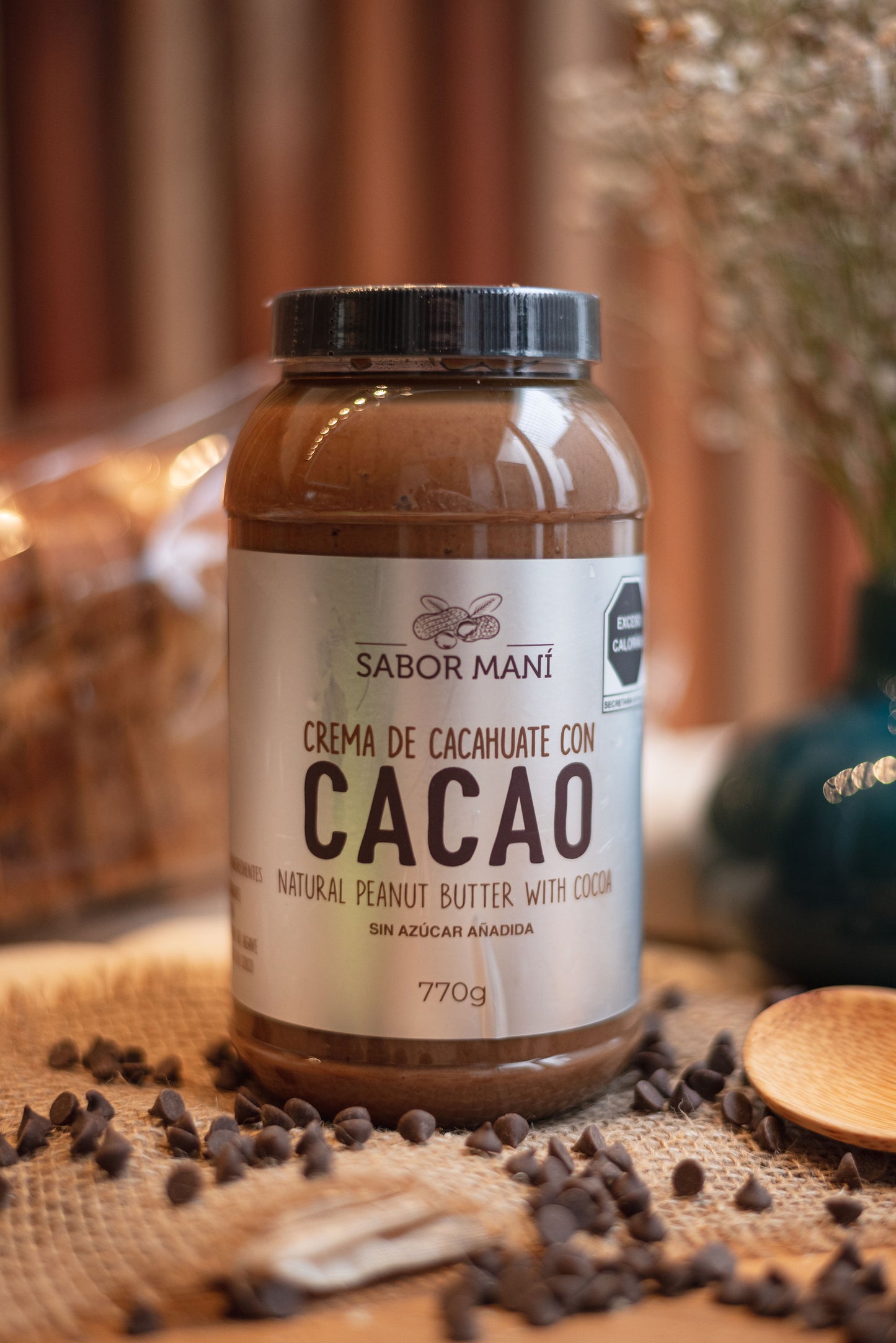 Crema de cacahuate natural con cacao 770g - Pet