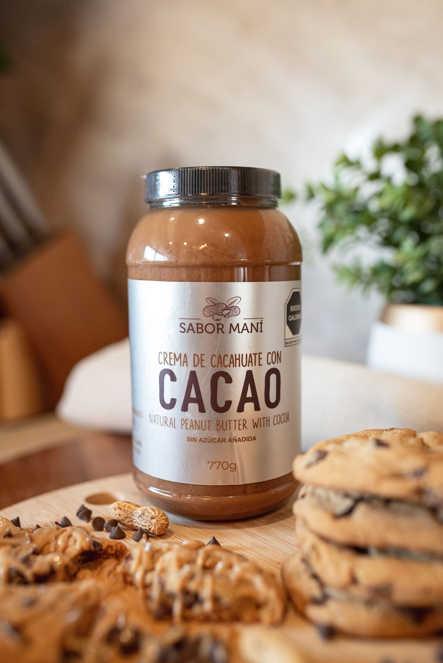 Crema de cacahuate natural con cacao 770g - Pet