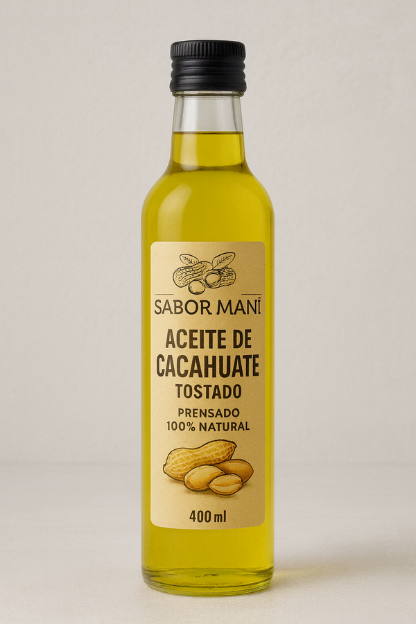 Sabor Maní Aceite de Cacahuate Tostado Prensado en Frío 375ml | 100% Natural | Gourmet para Cocina, Aderezos y Salteados