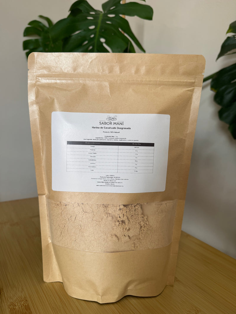 Sabor Maní Harina de Cacahuate Desgrasada 100% Natural | Alta en Proteína, Baja en Grasa | Ideal para Repostería, Smoothies y Dietas Keto