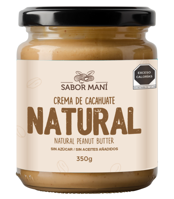 Sabor Maní Crema de Cacahuate Natural 350g | Sin Azúcar, Sin Sal, Sin Conservadores | 100% Cacahuate Tostado Artesanal de Sinaloa
