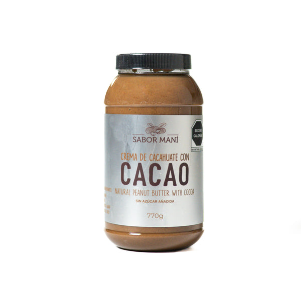 Sabor Maní Crema de Cacahuate con Cacao 770g Pet | Sabor Chocolate Natural | Sin Azúcar Añadida | Tamaño Familiar