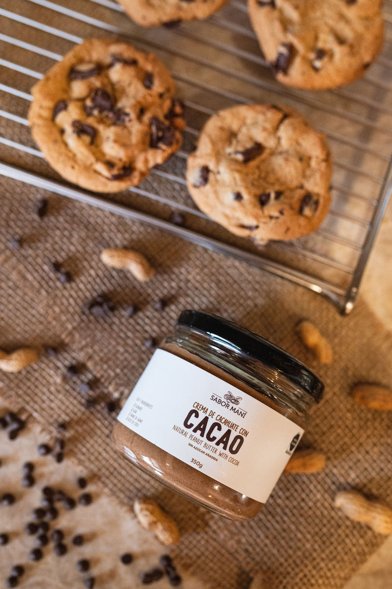 Sabor Maní Crema de Cacahuate con Cacao 350g | Sabor Chocolate Natural | Sin Azúcar Añadida | Solo 4 Ingredientes