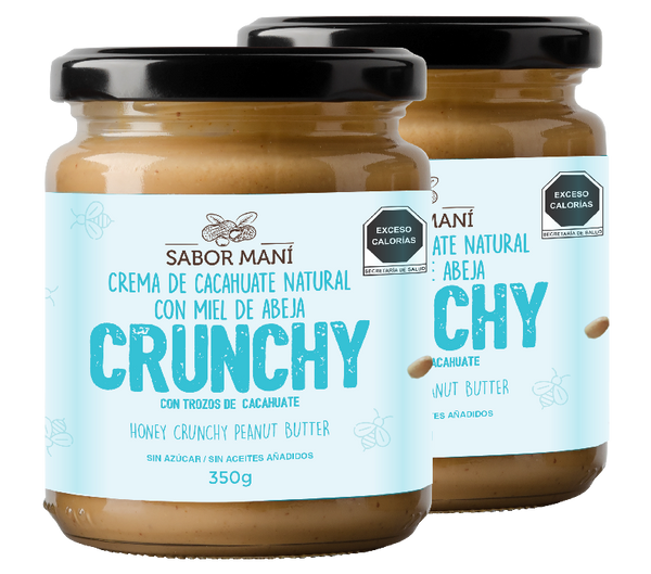 Sabor Maní 2-Pack Crema de Cacahuate con Miel Crunchy 700g (2x350g) | Con Trozos | Natural Sin Conservadores
