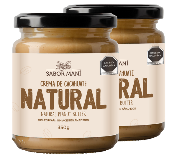 Sabor Maní 2-Pack Crema de Cacahuate Natural 700g (2x350g) | Sin Azúcar, Sin Sal | 100% Cacahuate Tostado