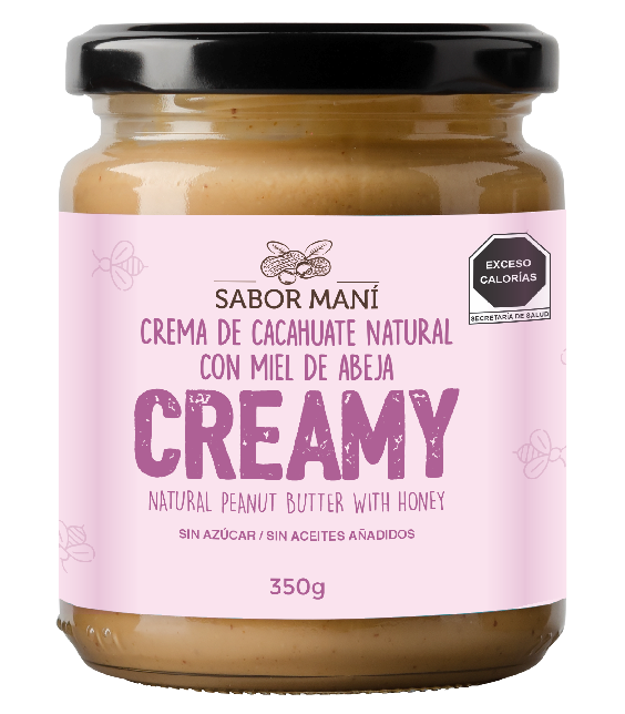 Sabor Maní Crema de Cacahuate con Miel de Abeja 350g | Textura Cremosa (Creamy) | Natural Sin Conservadores