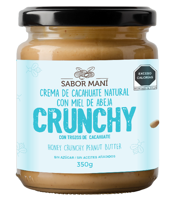 Sabor Maní Crema de Cacahuate con Miel y Trozos Crunchy 350g | Textura Crujiente | Natural Sin Conservadores