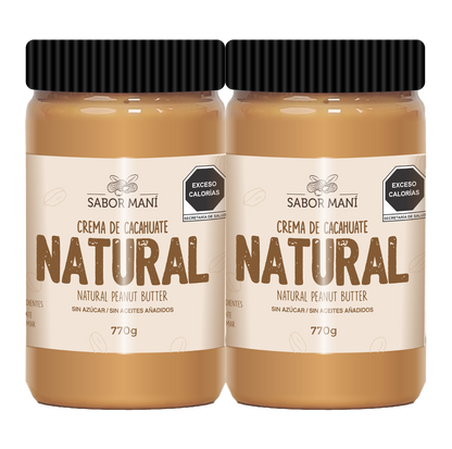 SABOR MANÍ 2-Pack Crema de cacahuate 100% Natural 1.54kg