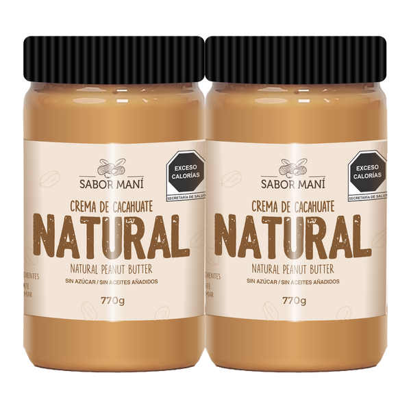 Sabor Maní 2-Pack Crema de Cacahuate Natural 1.54kg (2x770g) | Sin Azúcar | Ahorro Familiar | Envío Gratis