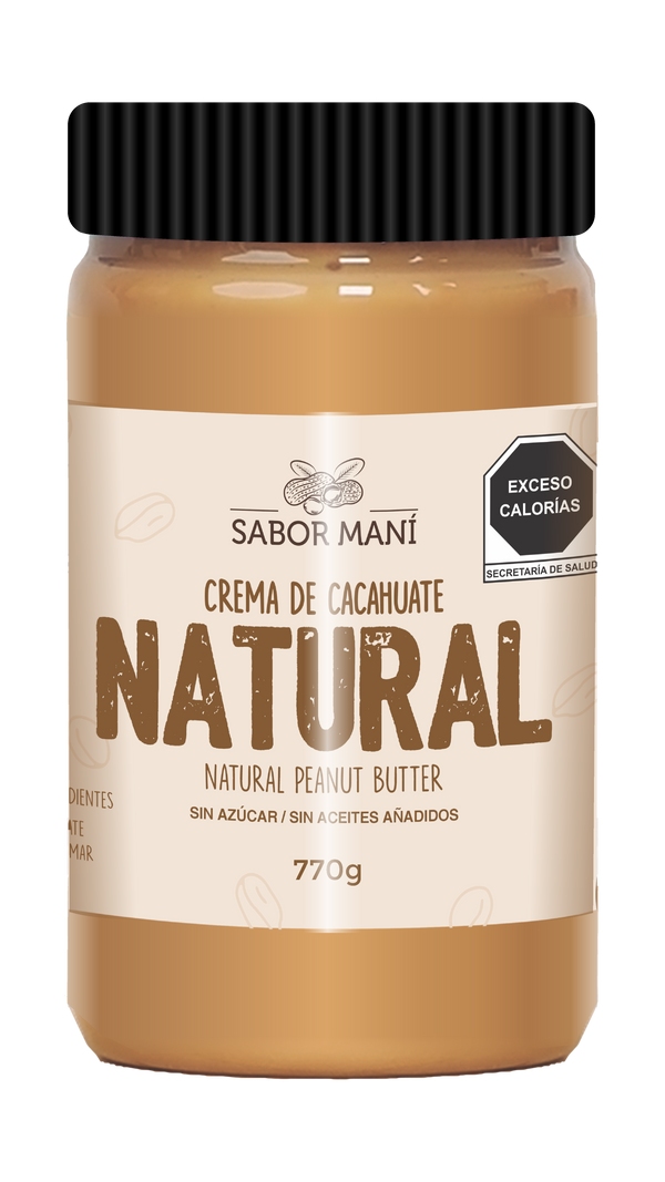 Sabor Maní Crema de Cacahuate Natural 770g | Envase PET | Sin Azúcar, Sin Sal | 100% Cacahuate Tostado | Tamaño Familiar