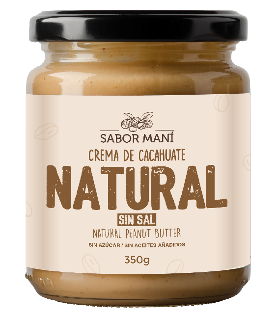 Sabor Maní Crema de Cacahuate Sin Sal 350g | Solo 1 Ingrediente | 100% Cacahuate Tostado Natural Sin Aditivos