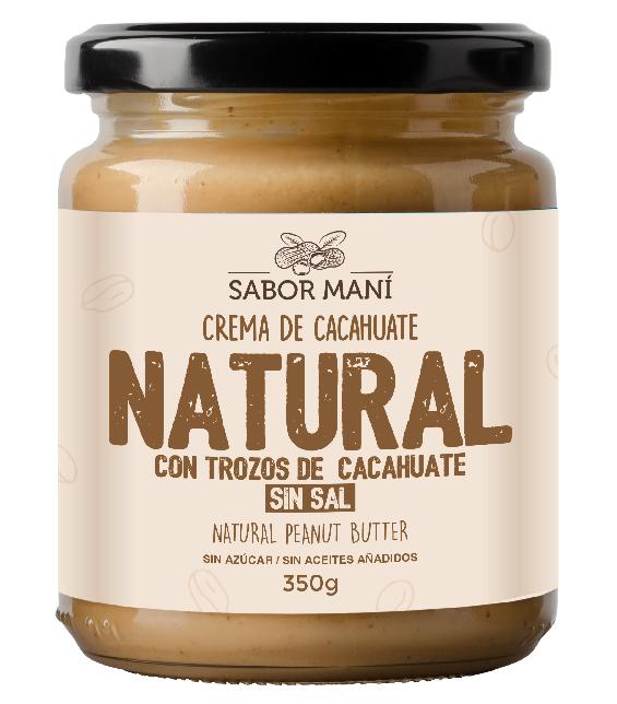 Sabor Maní Crema de Cacahuate Crunchy Sin Sal 350g | Con Trozos de Cacahuate | 100% Natural Sin Aditivos