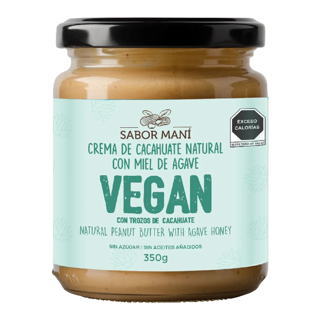 Crema de cacahuate natural con jarabe de agave Vegan 350g
