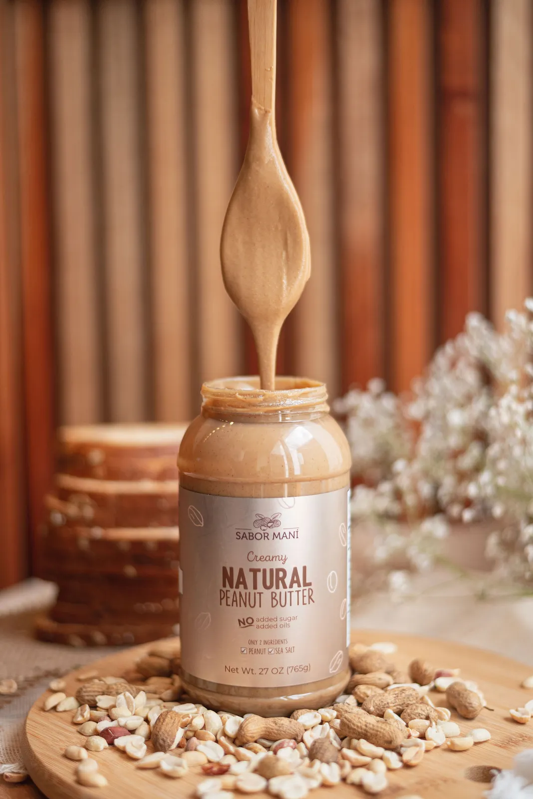 Cuchara con crema de cacahuate natural Sabor Maní