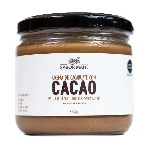 Crema de cacahuate con cacao 350 g, frasco de vidrio